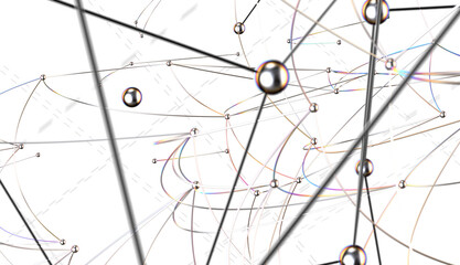 Aufkleber - Abstract 3d rendering of network concept. Modern background. Futuristic shape with spheres and lines. Design for poster, cover,