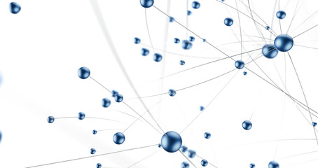 Poster - abstract lines with dots over dark background.