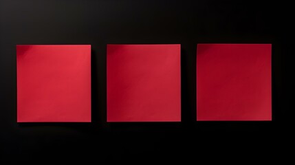 Set of ruby square Paper Notes on a black Background. Brainstorming Template with Copy Space