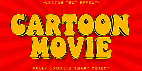 Poster - Yellow Cartoon Movie Vector Fully Editable Smart Object Text Effect