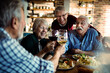 © Vorda Berge - Senior Friends Enjoying a Meal and Wine Together