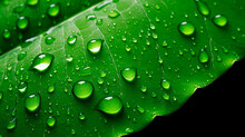 Fresh Green Water Drops With Water