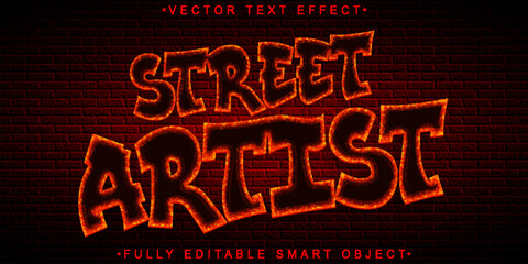 Poster - Graffiti Red Street Artist Vector Fully Editable Smart Object Text Effect