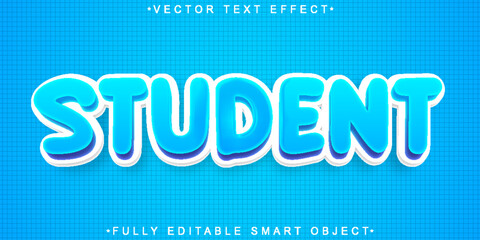 Poster - Cartoon Blue Student Vector Fully Editable Smart Object Text Effect