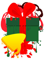 Poster - Graffiti Gift box with speech bubble. Holiday modern messaging sign street art decoration, Christmas discussion icon performed in urban painting style.