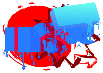 Poster - Graffiti Gift box with speech bubble. Holiday modern messaging sign street art decoration, Christmas discussion icon performed in urban painting style.