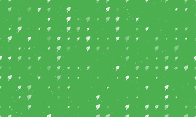 Poster - Seamless background pattern of evenly spaced white leaf symbols of different sizes and opacity. Vector illustration on green background with stars