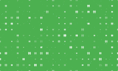 Poster - Seamless background pattern of evenly spaced white man with man symbols of different sizes and opacity. Vector illustration on green background with stars