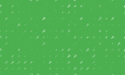 Poster - Seamless background pattern of evenly spaced white tennis symbols of different sizes and opacity. Vector illustration on green background with stars