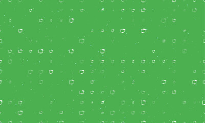 Poster - Seamless background pattern of evenly spaced white distance learning symbols of different sizes and opacity. Vector illustration on green background with stars