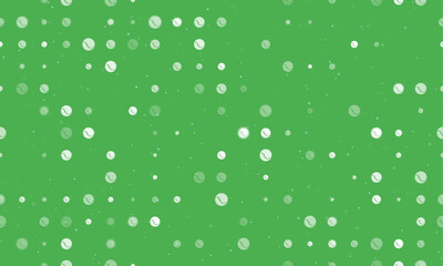 Poster - Seamless background pattern of evenly spaced white tennis balls of different sizes and opacity. Vector illustration on green background with stars