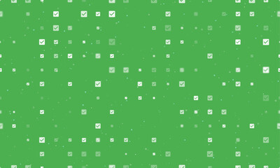 Poster - seamless background pattern of evenly spaced white checkbox symbols of different sizes and opacity. 