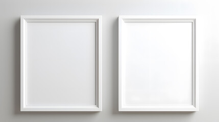 Blank white frames on the wall mockup