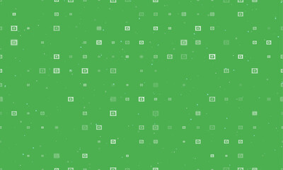 Poster - Seamless background pattern of evenly spaced white eSIM symbols of different sizes and opacity. Vector illustration on green background with stars