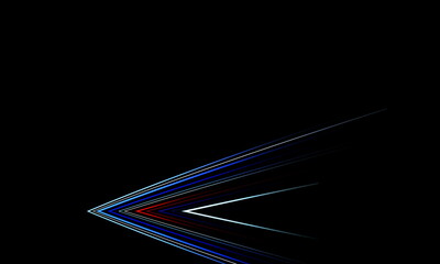 Aufkleber - Black background with thin blue, red and white light lines on blank space. Dark futuristic luxury modern technology background
