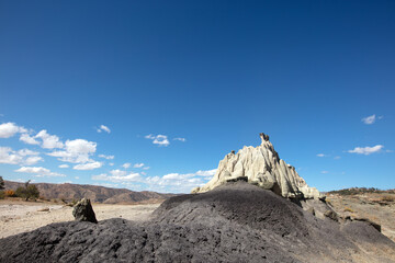 Volcanic black and gray geologic formation in Little Book Cliffs National Monument near Grand Junction Colorado United States