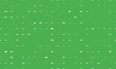 Poster - Seamless background pattern of evenly spaced white vintage car symbols of different sizes and opacity. Vector illustration on green background with stars