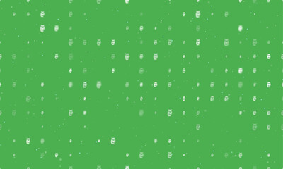 Poster - Seamless background pattern of evenly spaced white owl symbols of different sizes and opacity. Vector illustration on green background with stars