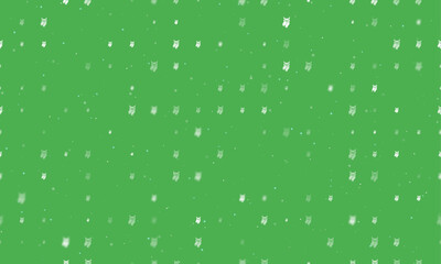 Poster - Seamless background pattern of evenly spaced white owl symbols of different sizes and opacity. Vector illustration on green background with stars