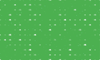 Poster - Seamless background pattern of evenly spaced white sanding machine symbols of different sizes and opacity. Vector illustration on green background with stars