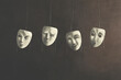 © fran_kie - illustration of theatrical white masks with different facial expression