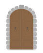 Retro door concept. Brown doorway to home or house. Exterior and facade of private property. Graphic element for website. Cartoon flat vector illustration isolated on white background