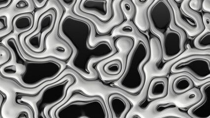 Wall Mural - Smooth fractal noise striped elements on the surface. Bright, black and white background.