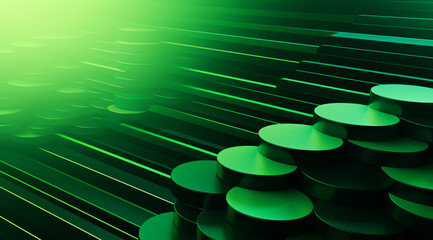 Sticker - Abstract green glowing lines with cylindric shapes.