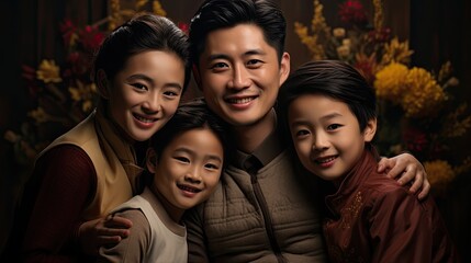 Wall Mural - Portrait of a Chinese family.