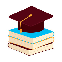 Poster - graduation cap with books