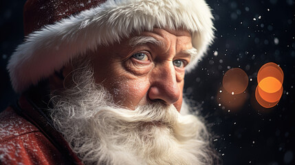 Poster - Introspective Santa wise gaze contemplative lavender background