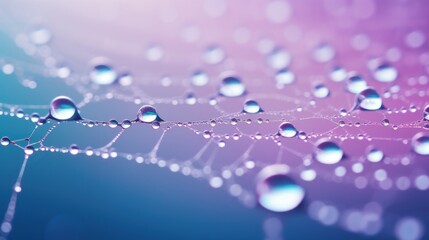   a close up of a bunch of water droplets on a purple, blue, and pink background with a blurry background.