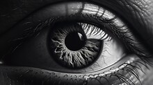  A Close Up Of A Person's Eye With A Black And White Photo Of The Iris Of The Eye.