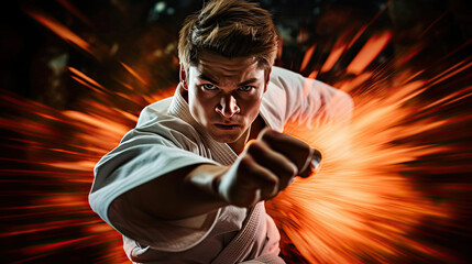 Canvas Print - Karateka's rapid knife-hand strikes