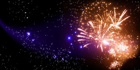 Wall Mural - Beautiful bright Fireworks at dark sky background