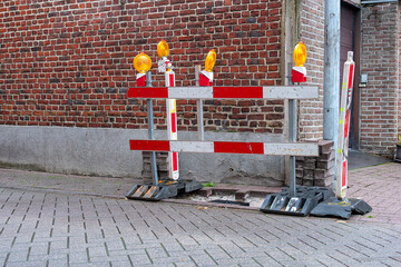 Poster - securing works on the sidewalk, repairing the sidewalk, information signs about road works