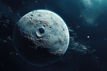 Wall Mural - glowing planet in outerspace orbit. far side of the moon solar lunar terrain. space nebula in the co