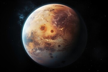 glowing planet in outerspace orbit. far side of the moon solar lunar terrain. space nebula in the co