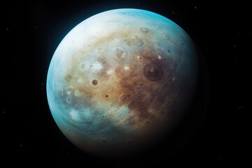 Wall Mural - glowing planet in outerspace orbit. far side of the moon solar lunar terrain. space nebula in the co