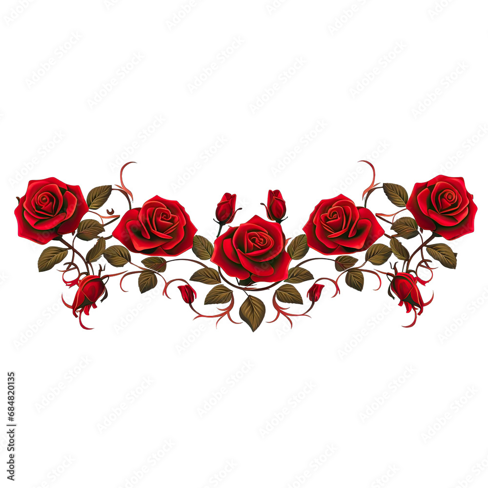 Transparent Red Roses Divider Red Roses Border Tile - A Seamless Tile of a Red Roses Border Isolated ...