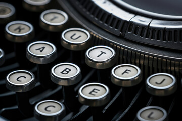 Fototapete - Retro typewriter write keyboard office writer vintage type old antique