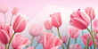 Pink tulips on a light background in pastel colors