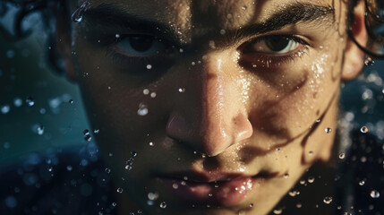 Canvas Print - Close-up of water polo player concentration determination