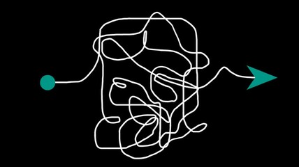 Business process complexity Concept with Messy and Complicated Path way . From difficult to easy. Life Challenge, Complexity and simplicity, Problem Solving