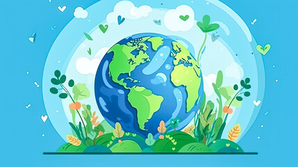 Wall Mural - Earth Day joy, Our planet draped in green