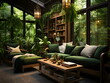 Farmhouse interior Patio with Forest Green color theme