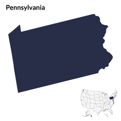 Canvas Print - Map of Pennsylvania. USA map.