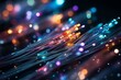 Abstract fiber optics cable wire light background with bokeh effects for 16k quality photography