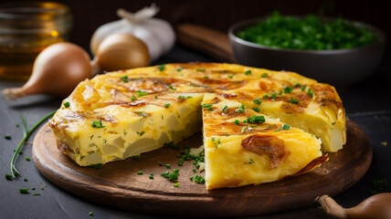 Wall Mural - baked potatoes with cheese on wooden table