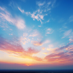 Wall Mural - abstract gradient sunrise in the sky with cloud and blue mix orange natural background.